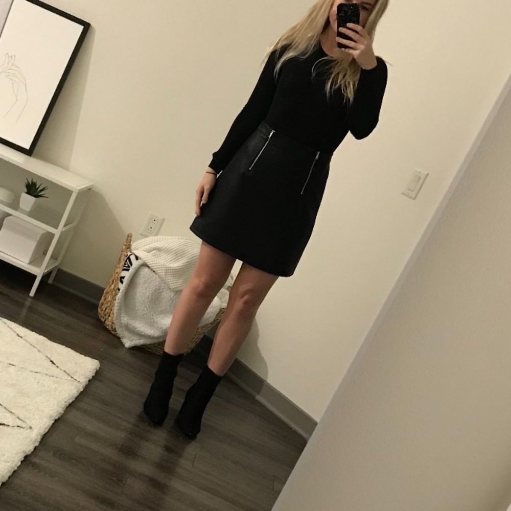 Zara leather skirt with zippers